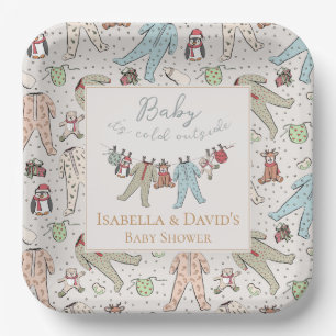 Baby Its Cold Outside Winter Baby Shower Paper Plate