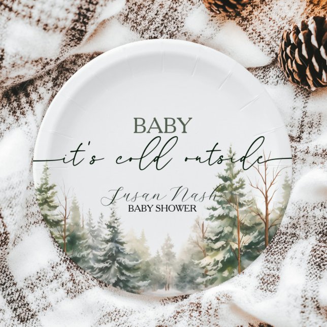 Baby Its Cold Outside Winter Baby Shower Party Paper Plate (Creator Uploaded)