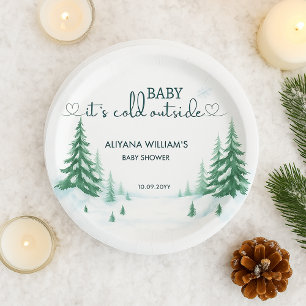 Baby Its Cold Outside Winter Baby Shower Party Paper Plate