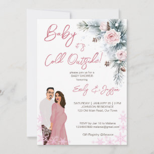 Baby it's cold outside winter baby shower pastel invitation