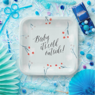"Baby it's cold outside!" Winter Baby Shower Plate