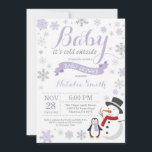 Baby Its Cold Outside Winter Baby Shower Purple Invitation<br><div class="desc">Baby Its Cold Outside Winter Girl Baby Shower Invitation. Girl Baby Shower Invitation. Winter Holiday Baby Shower Invite. Purple and Grey Snowflakes. Snowman and White Background. For further customisation,  please click the "Customise it" button and use our design tool to modify this template.</div>