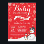 Baby Its Cold Outside Winter Baby Shower Red Invitation<br><div class="desc">Baby Its Cold Outside Winter Boy or Girl Baby Shower Invitation. Winter Holiday Baby Shower Invite. Red and White Snowflakes. Snowman. For further customisation,  please click the "Customise it" button and use our design tool to modify this template.</div>