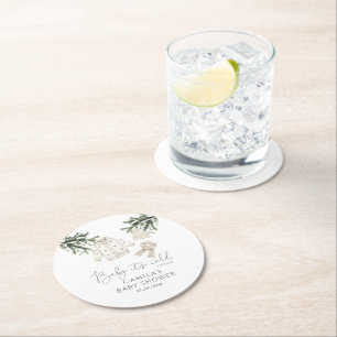 Baby It's Cold Outside Winter Baby Shower Round Paper Coaster