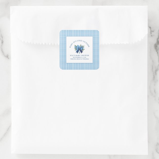 Baby It's Cold Outside Winter Baby Shower  Square Sticker (Bag)