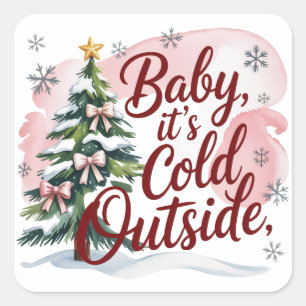 Baby, It's Cold Outside Winter Baby Shower Square Sticker
