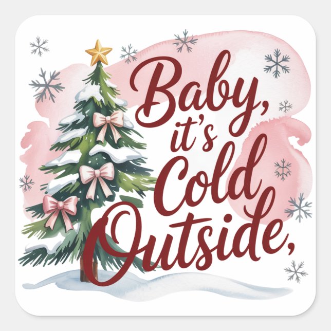 Baby, It's Cold Outside Winter Baby Shower Square Sticker (Front)