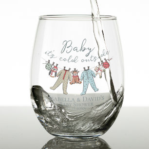 Baby Its Cold Outside Winter Baby Shower Stemless Wine Glass