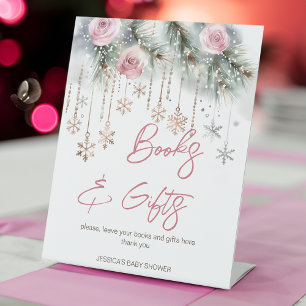 Baby it's cold outside winter baby shower table pedestal sign