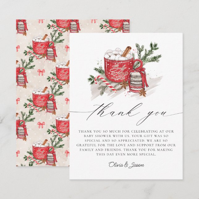 Baby It's Cold Outside Winter Baby Shower  Thank You Card (Front/Back)