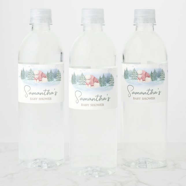 Baby It's Cold Outside Winter Baby Shower Water Bottle Label (Bottles)