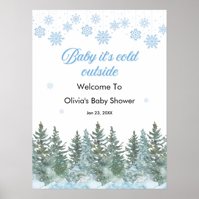 Baby It's Cold Outside Winter Baby Shower Welcome  Poster (Front)