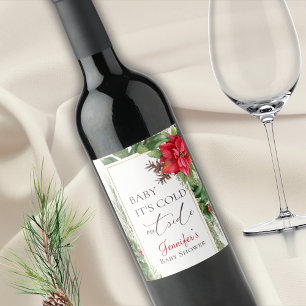 Baby Its Cold Outside Winter Baby Shower Wine Label