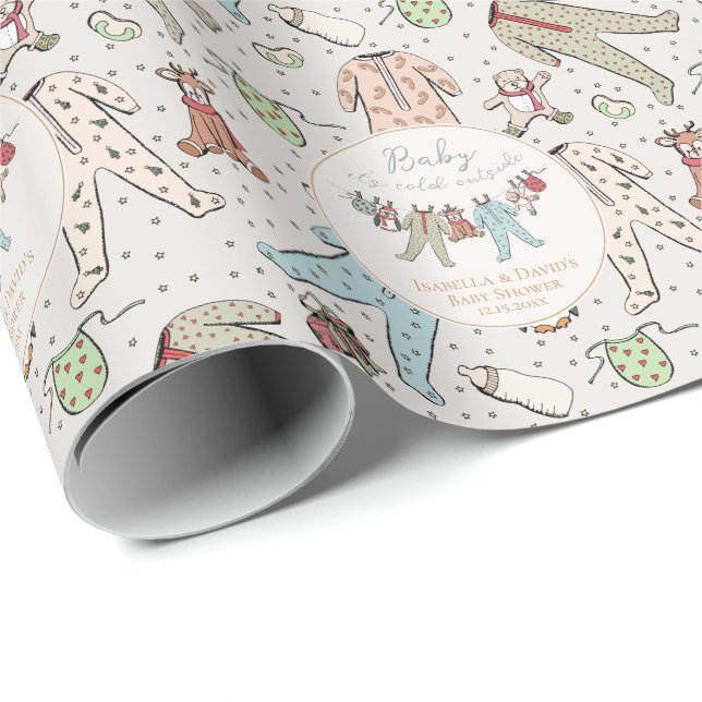 Baby Its Cold Outside Winter Baby Shower Wrapping Paper (Roll Corner)