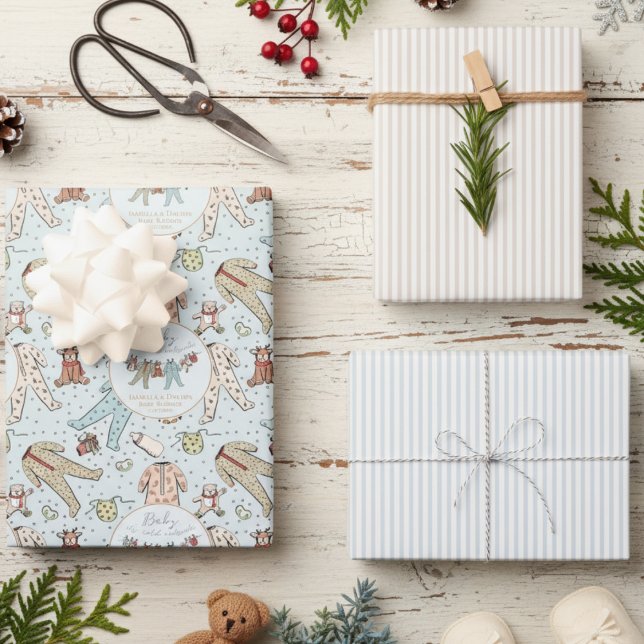 Baby Its Cold Outside Winter Baby Shower Wrapping Paper Sheet (Baby It's Cold Outside Winter Baby Shower Wrapping Paper. Cute Christmas Pattern for Mother to Be)