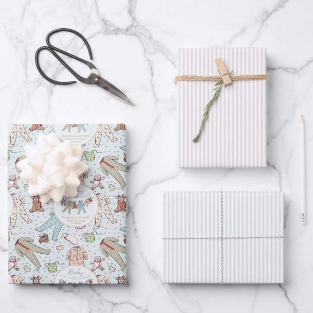 Baby Its Cold Outside Winter Baby Shower Wrapping Paper Sheet (Front)