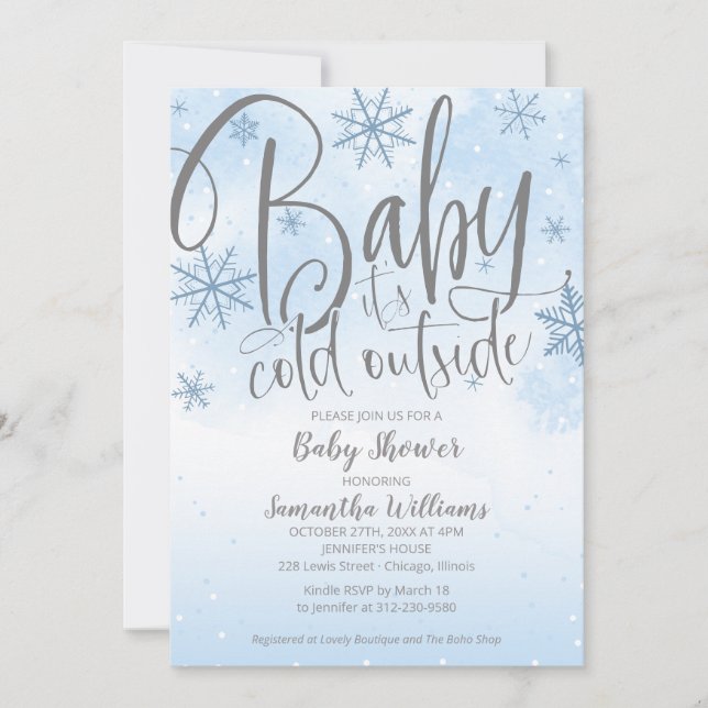 Baby It's Cold Outside Winter Boy Baby Shower Invitation (Front)