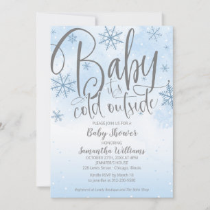 Baby It's Cold Outside Winter Boy Baby Shower Invitation