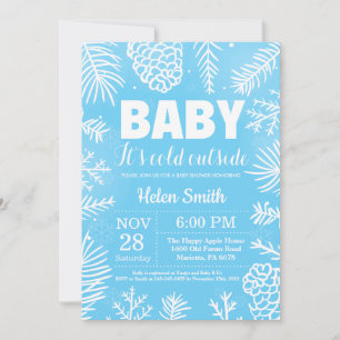 Baby its Cold Outside Winter Boy Baby Shower Invitation