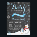 Baby Its Cold Outside Winter Boy Baby Shower Invitation<br><div class="desc">Baby Its Cold Outside Winter Boy Baby Shower Invitation. Boy Baby Shower Invitation. Winter Holiday Baby Shower Invite. Blue and White Snowflakes. Snowman and Chalkboard Background. For further customisation,  please click the "Customise it" button and use our design tool to modify this template.</div>