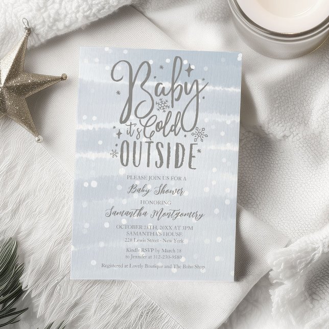 Baby It's Cold Outside Winter Boy Baby Shower Invitation (Creator Uploaded)