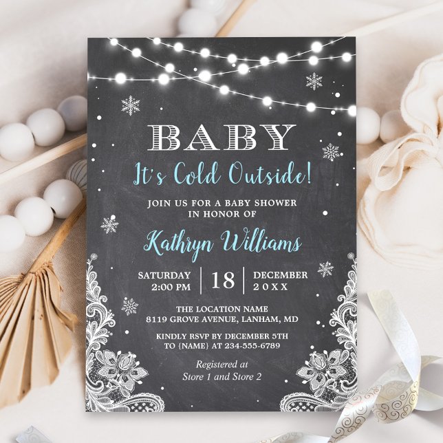 Baby It's Cold Outside Winter Boy Baby Shower Invitation (Creator Uploaded)