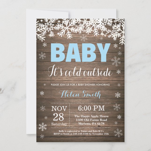 Baby its Cold Outside Winter Boy Baby Shower Invitation (Front)