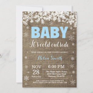 Baby its Cold Outside Winter Boy Baby Shower Invitation
