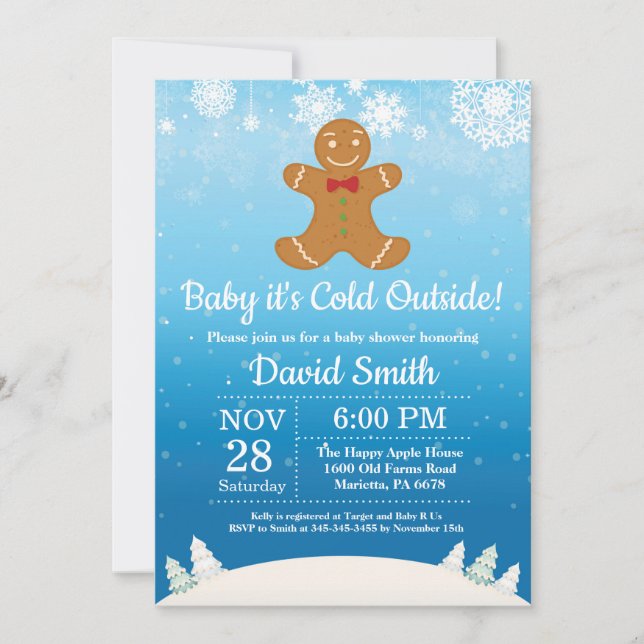 Baby its Cold Outside Winter Boy Baby Shower Invitation (Front)