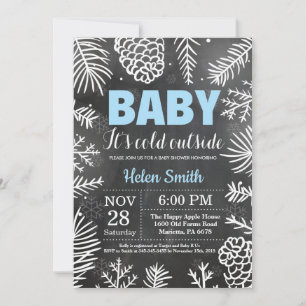 Baby its Cold Outside Winter Boy Baby Shower Invitation