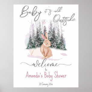 Baby It's Cold Outside winter bunny baby shower Poster