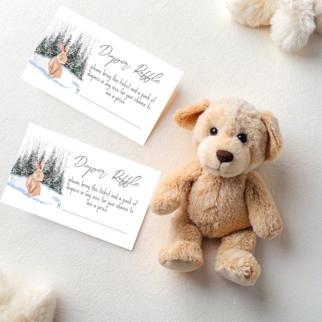 Baby It's Cold Outside winter bunny diaper raffle Enclosure Card (Baby It's Cold Outside winter baby shower woodlands cute bunny diaper raffle Enclosure Card)