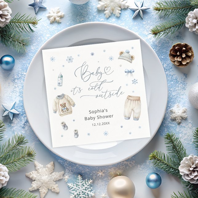 Baby Its Cold Outside Winter Clothes Baby Shower Napkin (Creator Uploaded)