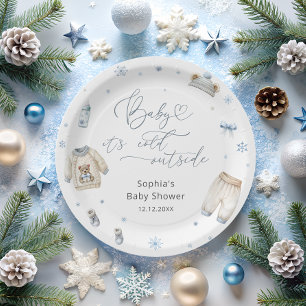 Baby Its Cold Outside Winter Clothes Baby Shower Paper Plate