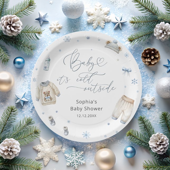 Baby Its Cold Outside Winter Clothes Baby Shower  Paper Plate (Creator Uploaded)