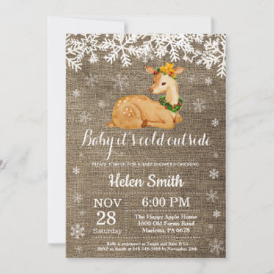 Baby its Cold Outside Winter Deer Baby Shower Invitation