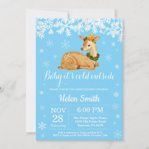Baby its Cold Outside Winter Deer Boy Baby Shower Invitation