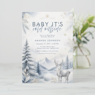 Baby Its Cold Outside Winter Evergreen Baby Shower Invitation