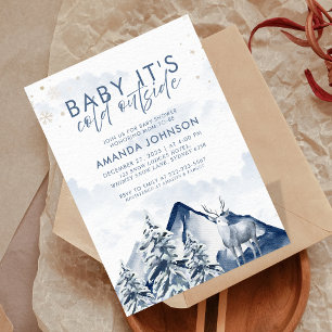 Baby Its Cold Outside Winter Evergreen Baby Shower Invitation