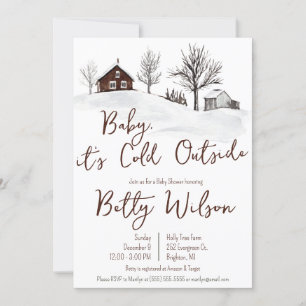 Baby it's Cold Outside, Winter Farm Baby Shower Invitation