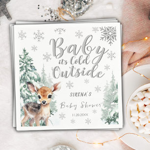 Baby it's Cold Outside Winter Fawn Baby Shower Napkin