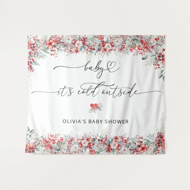 Baby its Cold Outside Winter Floral  Tapestry (Front (Horizontal))