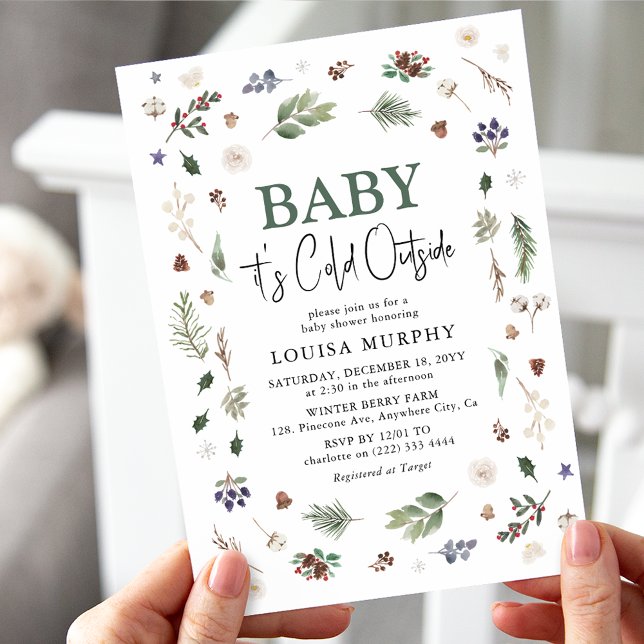 Baby It's Cold Outside Winter Foliage Baby Shower Invitation (Creator Uploaded)