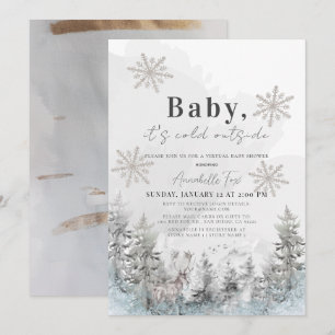 Baby It's Cold Outside Winter Forest Baby Shower  Invitation