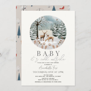 Baby It's Cold Outside Winter Forest Baby Shower Invitation