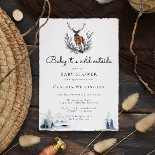 Baby It's Cold Outside Winter Forest Baby Shower Invitation