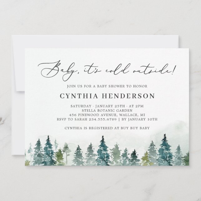 Baby Its Cold Outside Winter Forest Baby Shower Invitation