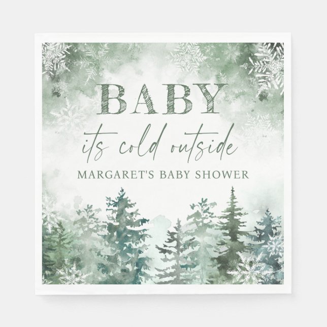Baby It's Cold Outside Winter Forest Napkin (Front)