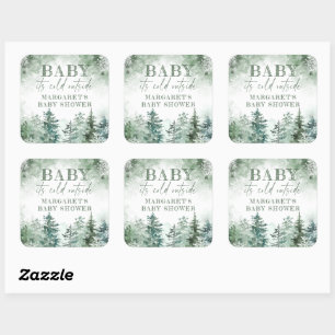Baby It's Cold Outside Winter Forest Square Sticker