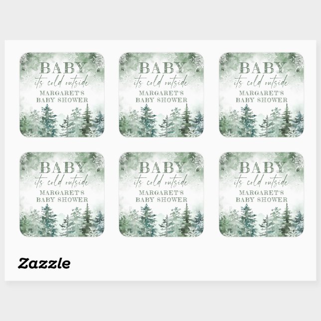 Baby It's Cold Outside Winter Forest Square Sticker (Sheet)